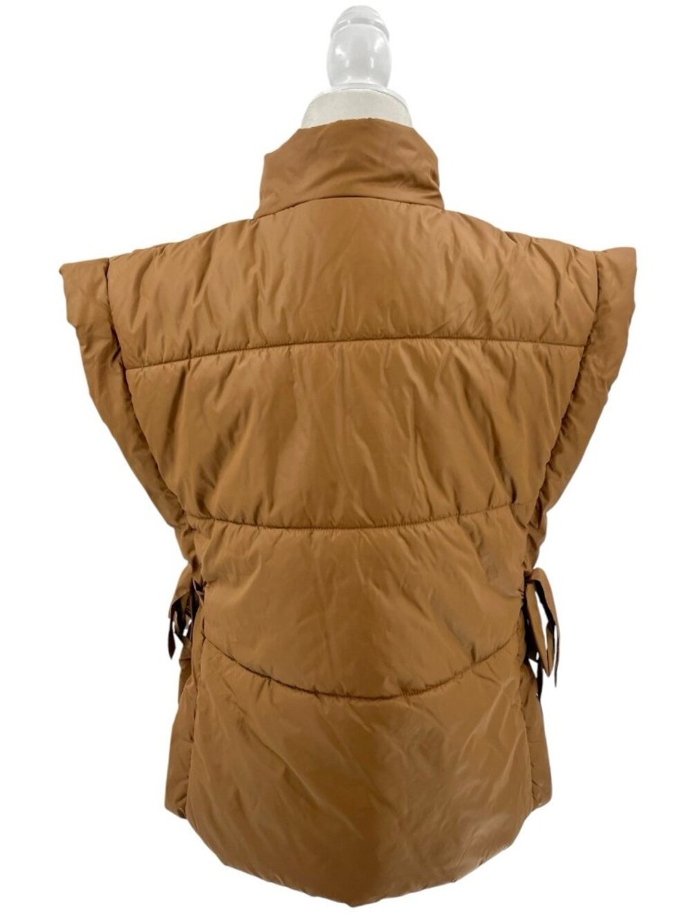 PILCRO Women's Camel Brown Oversize Tie-Side Puffer Vest One Size - Picture 5 of 5